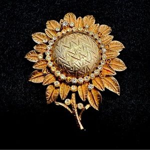 Vintage Coro Pegasus Sunflower Watch Brooch